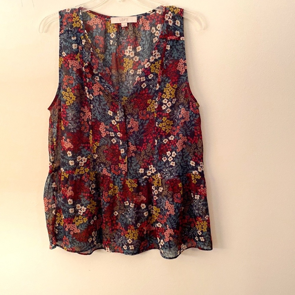 Loft Wildflower Peplum Shell, SZ M